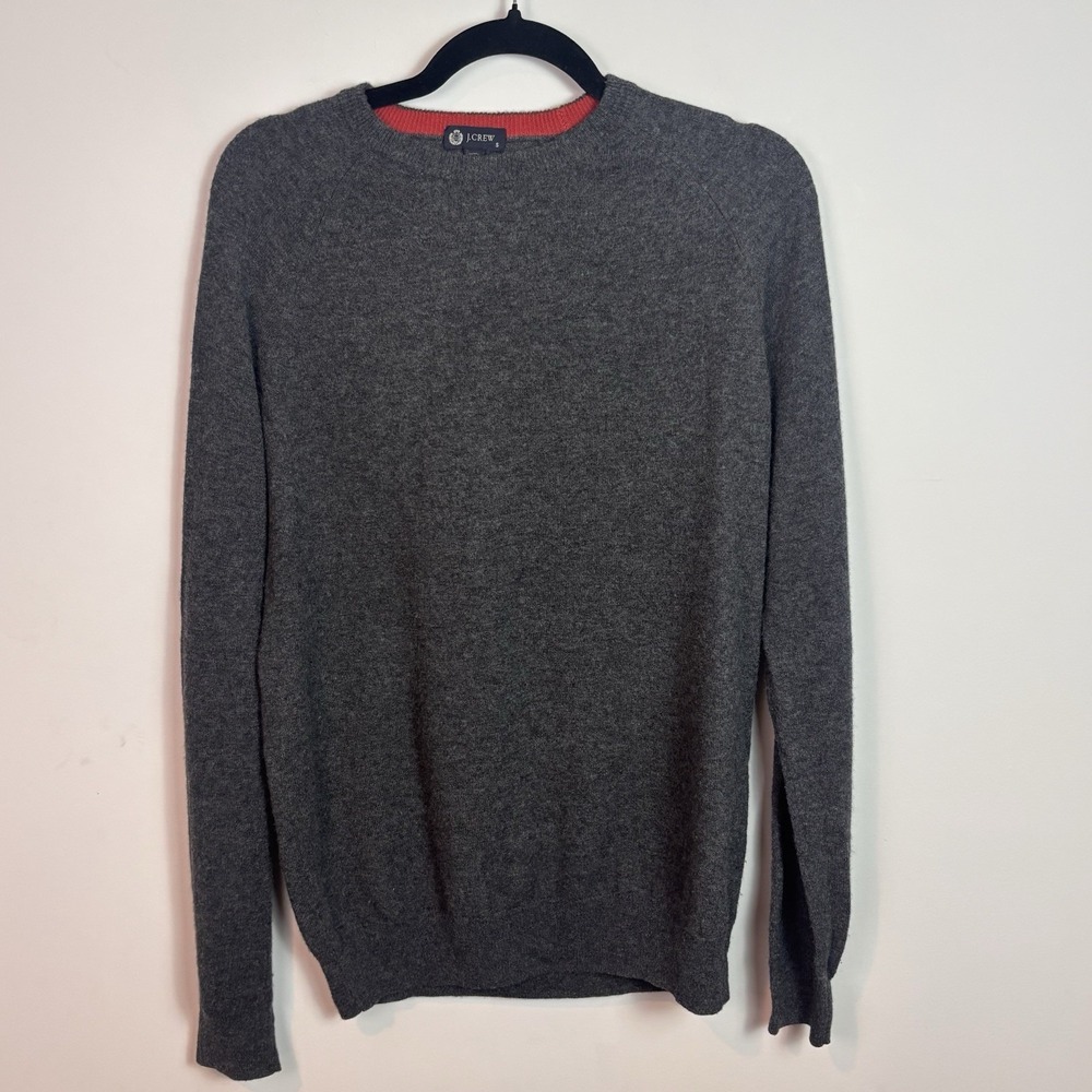 J.Crew Men's 100% Merino Wool Grey Crew Neck Pull over Sweater Sz Small Classic